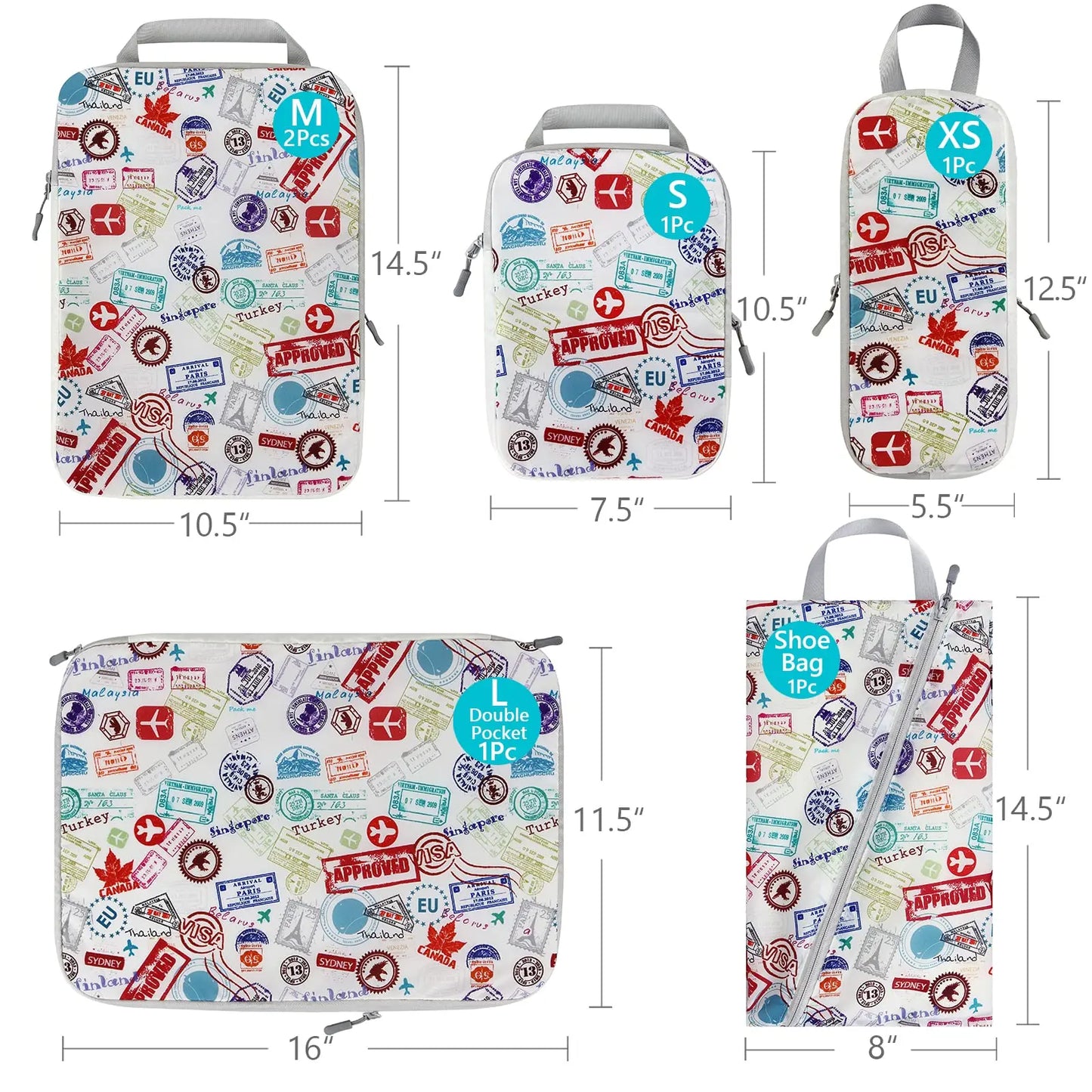 4/6PCS Design Travel Compression Packing Cubes