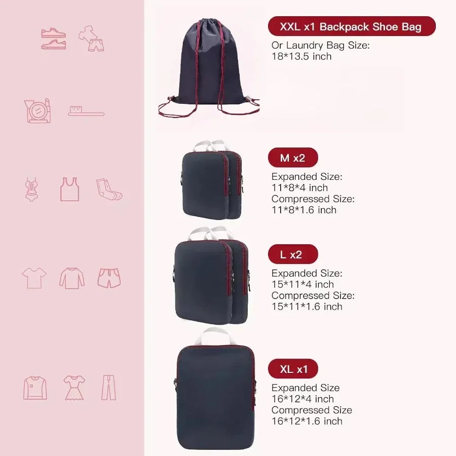 Nylon Waterproof Compression Packing Cubes