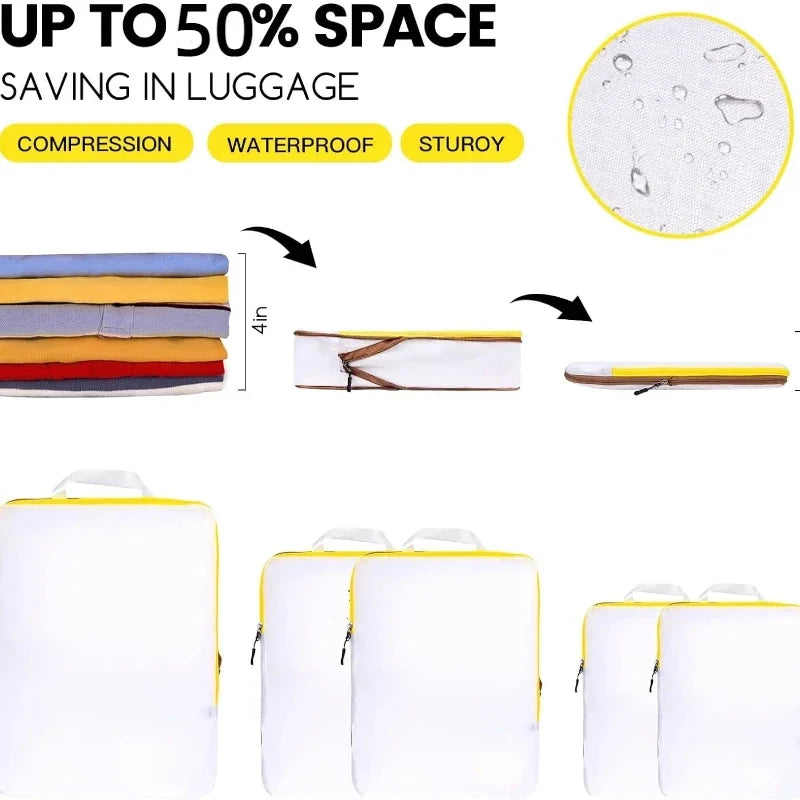 Nylon Waterproof Compression Packing Cubes