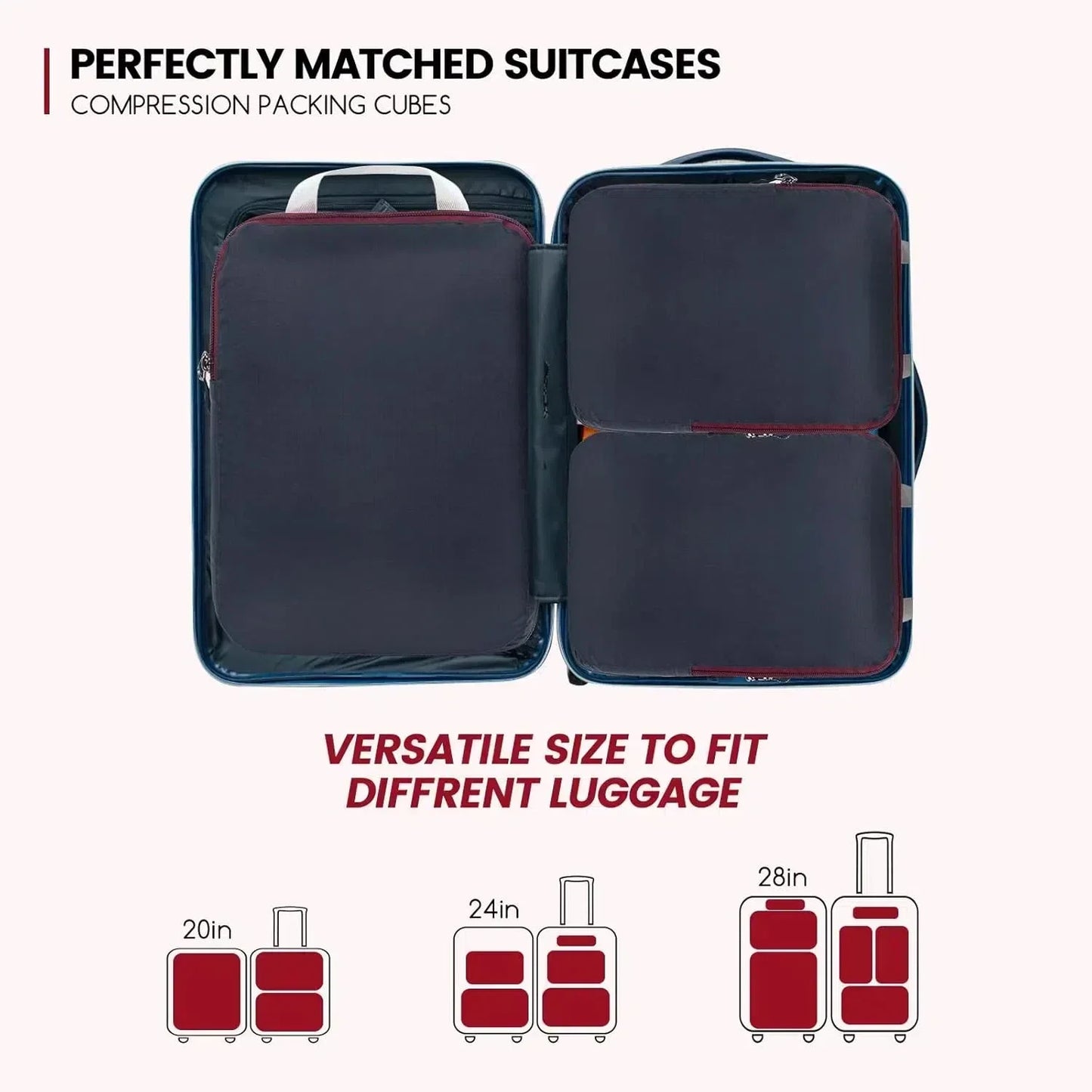 Nylon Waterproof Compression Packing Cubes